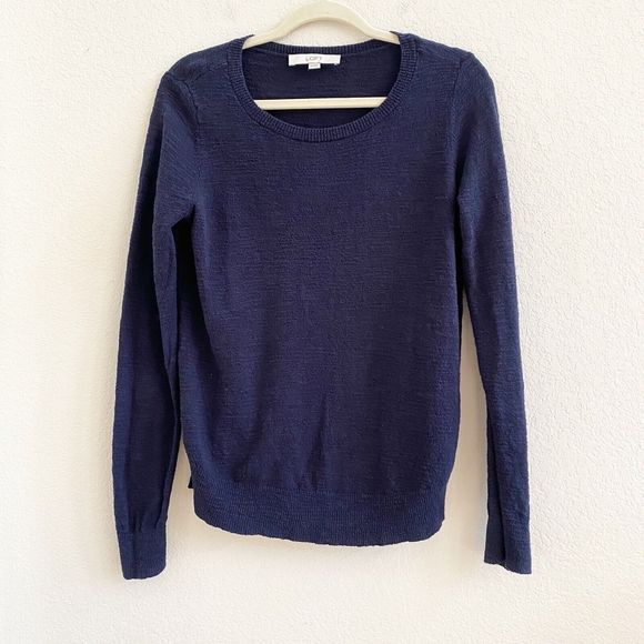 LOFT Ann Taylor Sweater Blue Size XS Pullover Crew‎ Neck Cotton - Picture 4 of 7